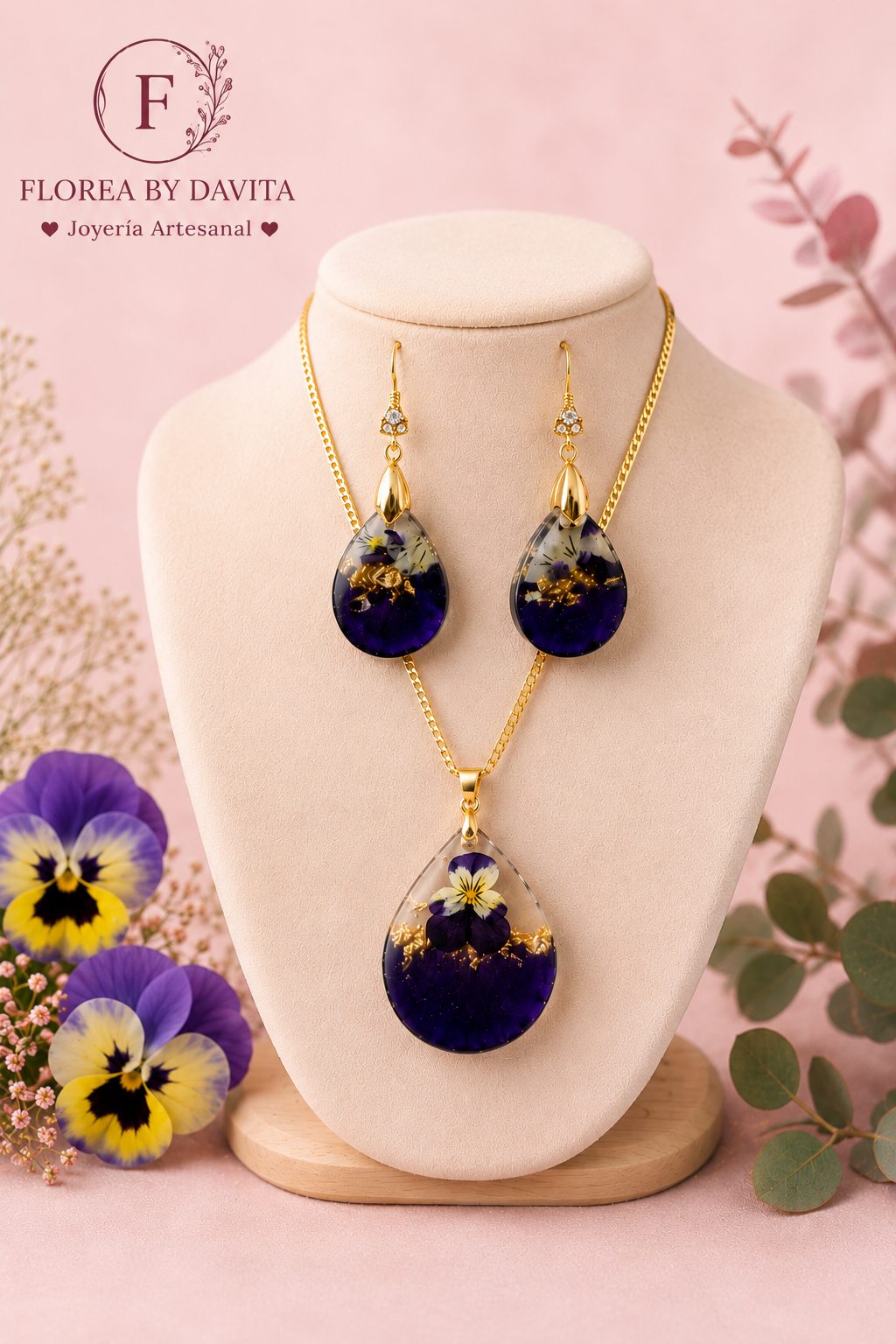 Set de Collar y aretes de Pansy
Naturaleza que te acompaña