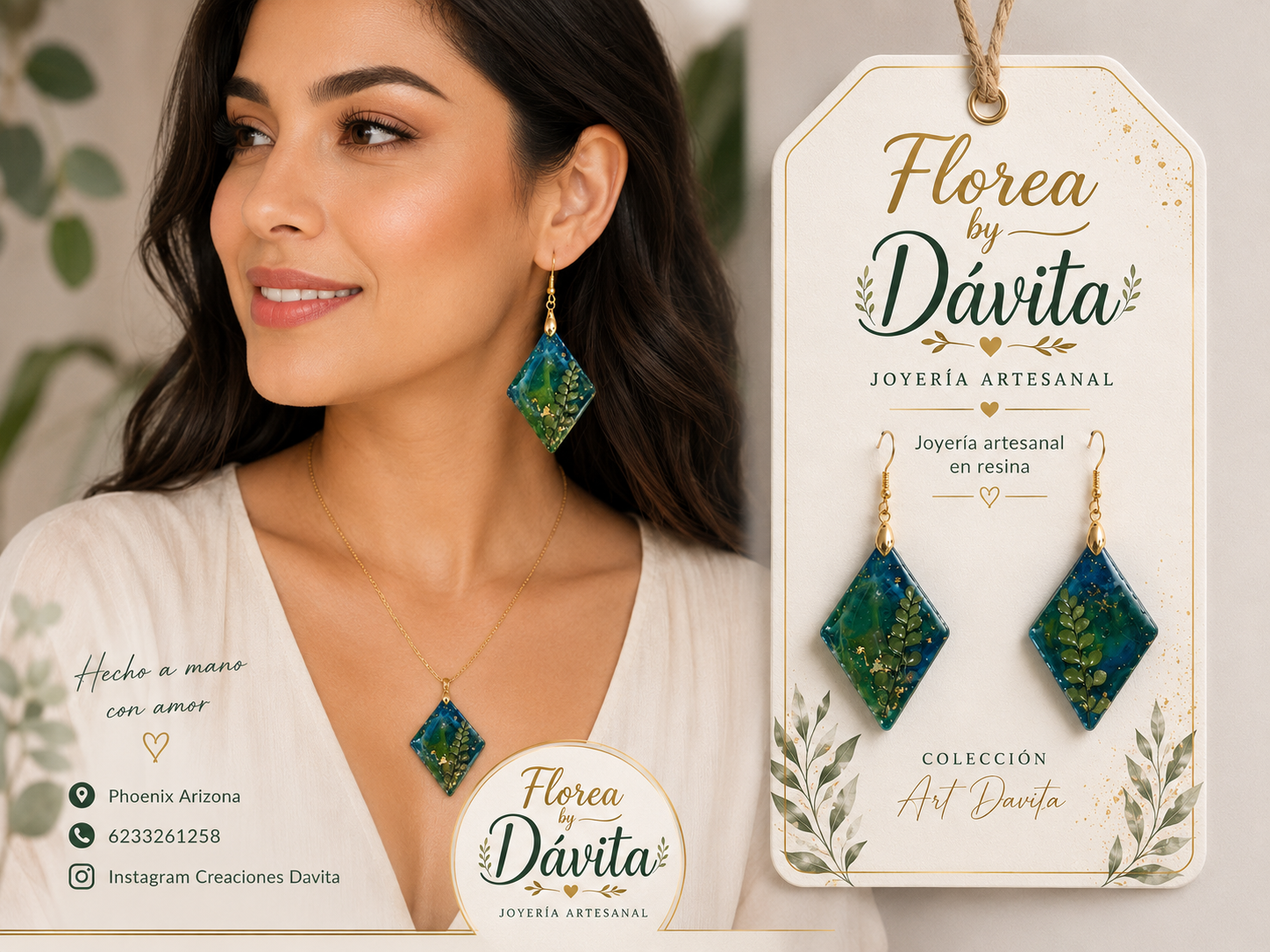 Aretes artesanales de plantas naturales